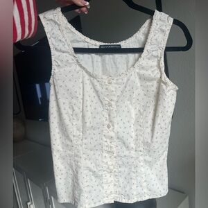 Brandy Melville Cream Floral Button-Up Blouse